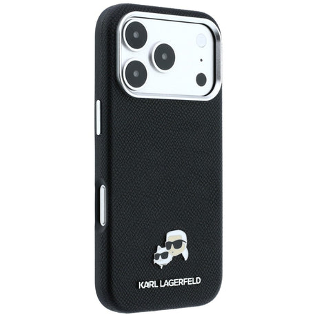 Karl Lagerfeld iPhone 17 Pro/iPhone 18 Pro Kuori Grained Heads Musta
