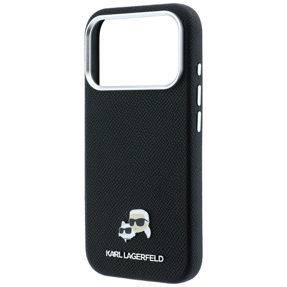 Karl Lagerfeld iPhone 17 Pro/iPhone 18 Pro Kuori Grained Heads Musta