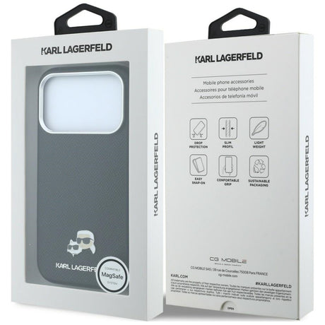 Karl Lagerfeld iPhone 17 Pro/iPhone 18 Pro Kuori Grained Heads Musta