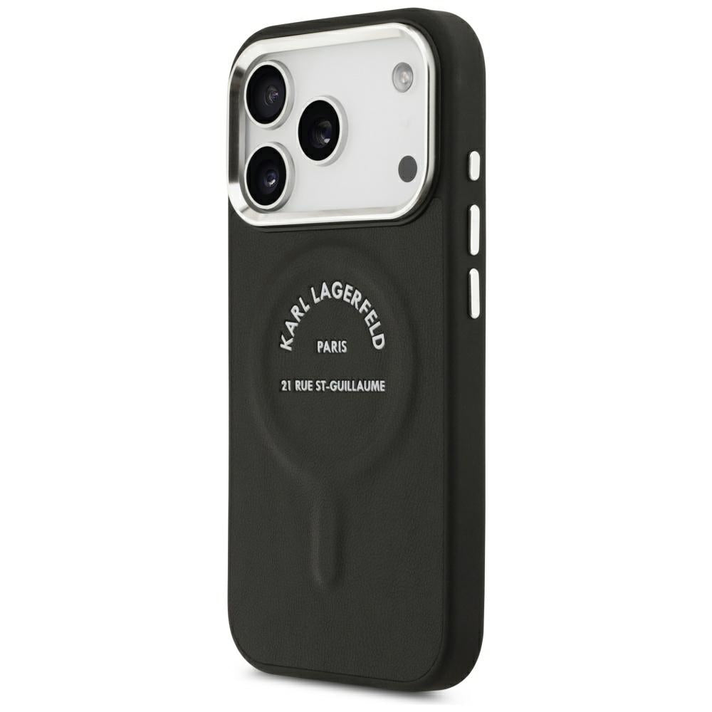 Karl Lagerfeld iPhone 17 Pro/iPhone 18 Pro Kuori Embossed Ring RSG -logo Musta
