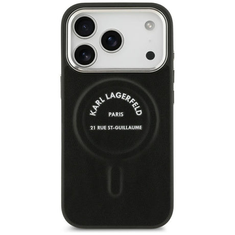Karl Lagerfeld iPhone 17 Pro/iPhone 18 Pro Kuori Embossed Ring RSG -logo Musta