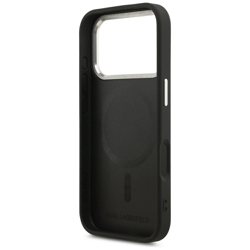 Karl Lagerfeld iPhone 17 Pro/iPhone 18 Pro Kuori Embossed Ring RSG -logo Musta