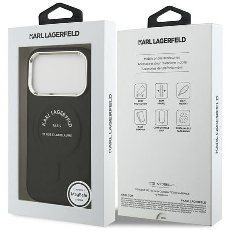 Karl Lagerfeld iPhone 17 Pro/iPhone 18 Pro Kuori Embossed Ring RSG -logo Musta