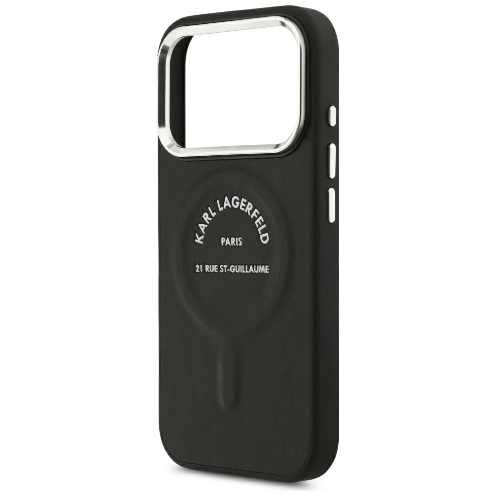 Karl Lagerfeld iPhone 17 Pro Max/iPhone 18 Pro Max Kuori Embossed Ring RSG -logo Musta