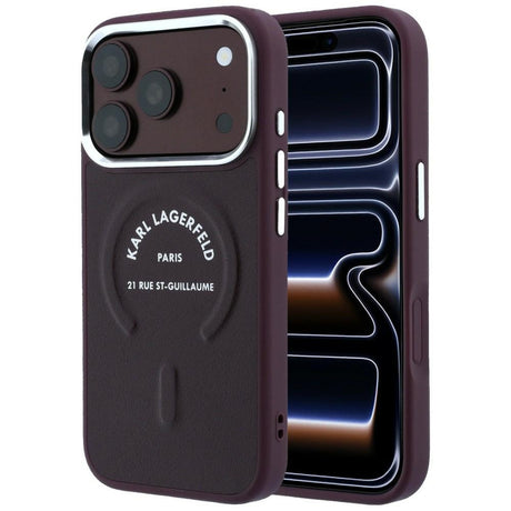 Karl Lagerfeld iPhone 17 Pro/iPhone 18 Pro Kuori Embossed Ring RSG -logo Burgundi