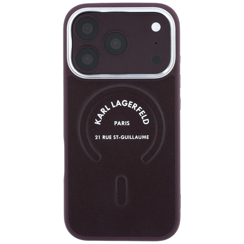 Karl Lagerfeld iPhone 17 Pro/iPhone 18 Pro Kuori Embossed Ring RSG -logo Burgundi