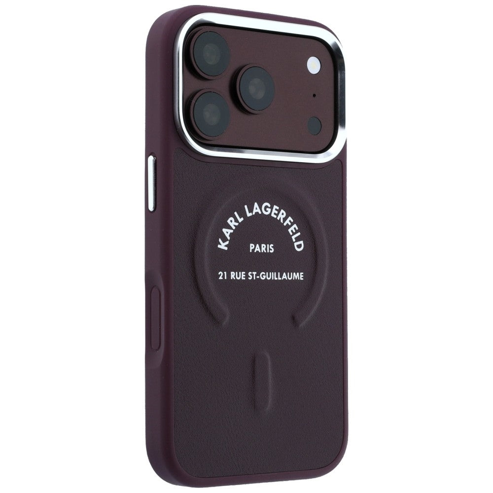 Karl Lagerfeld iPhone 17 Pro/iPhone 18 Pro Kuori Embossed Ring RSG -logo Burgundi