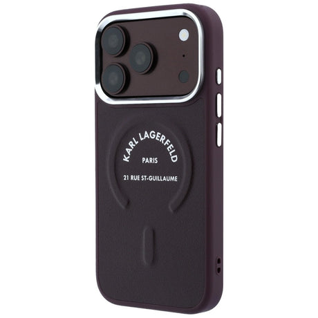 Karl Lagerfeld iPhone 17 Pro Max/iPhone 18 Pro Max Kuori kohokuvioidulla RSG-logolla, viininpunainen