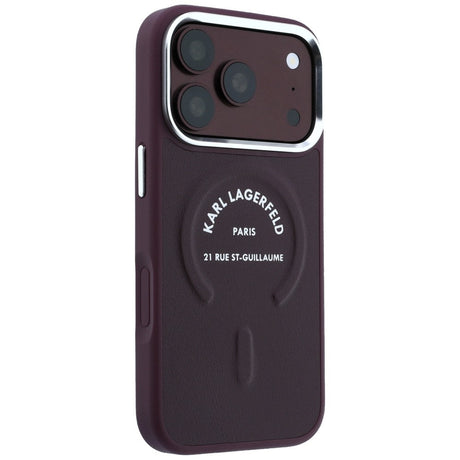 Karl Lagerfeld iPhone 17 Pro Max/iPhone 18 Pro Max Kuori kohokuvioidulla RSG-logolla, viininpunainen