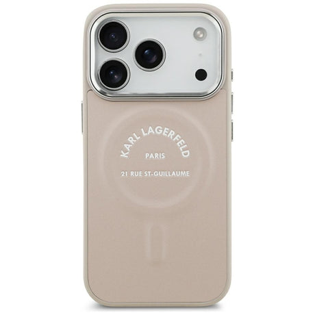 Karl Lagerfeld iPhone 17 Pro/iPhone 18 Pro Kuori Kohokuvioitu Rengas RSG-logo Vaaleanpunainen