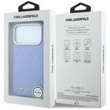 Karl Lagerfeld iPhone 17 Pro/iPhone 18 Pro Kuori Grained Allover -logo Sininen
