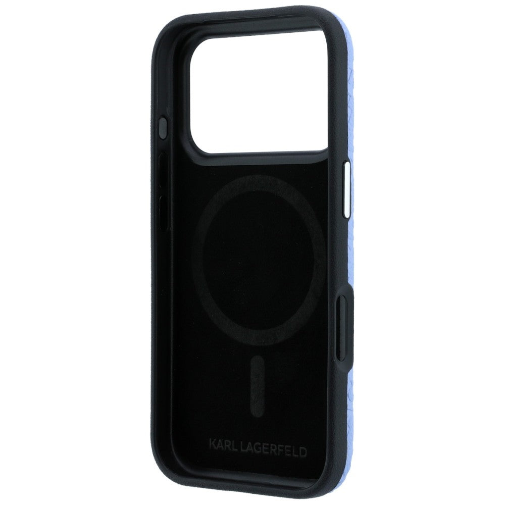 Karl Lagerfeld iPhone 17 Pro Max/iPhone 18 Pro Max Kuori Grained Allover Logo Sininen
