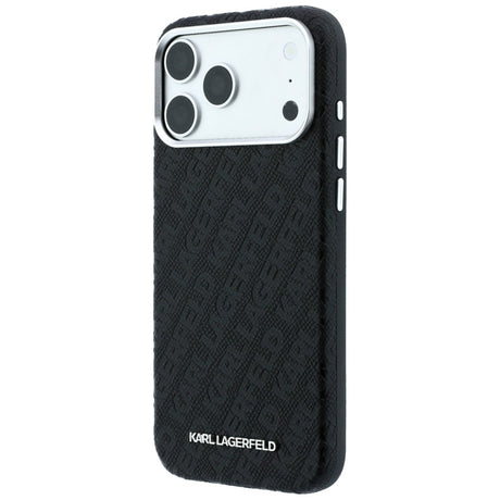 Karl Lagerfeld iPhone 17 Pro/iPhone 18 Pro Kuori Grained Allover Logo Musta