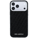 Karl Lagerfeld iPhone 17 Pro/iPhone 18 Pro Kuori Grained Allover Logo Musta