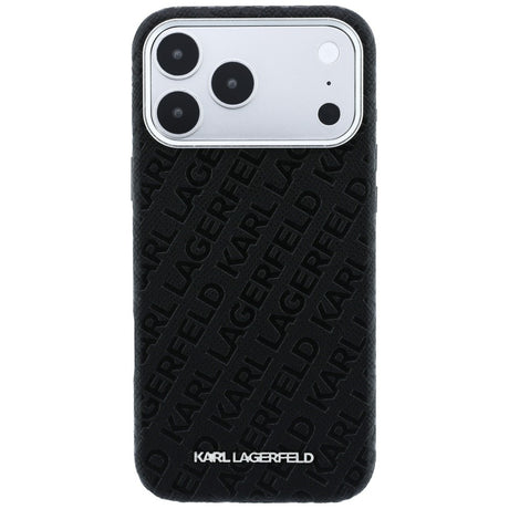 Karl Lagerfeld iPhone 17 Pro/iPhone 18 Pro Kuori Grained Allover Logo Musta