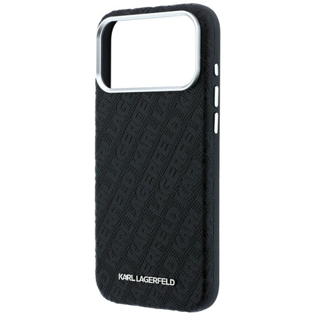Karl Lagerfeld iPhone 17 Pro/iPhone 18 Pro Kuori Grained Allover Logo Musta