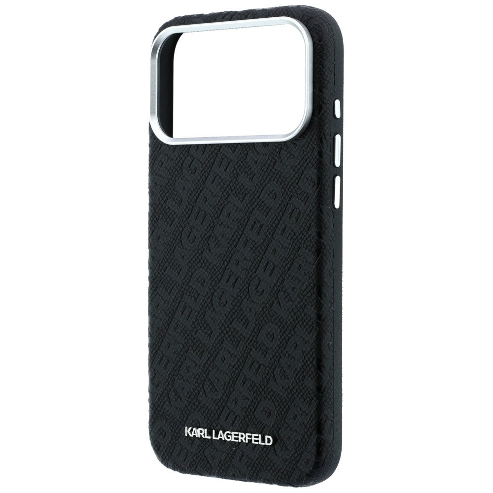 Karl Lagerfeld iPhone 17 Pro Max/iPhone 18 Pro Max Kuori Grained Allover Logo Musta