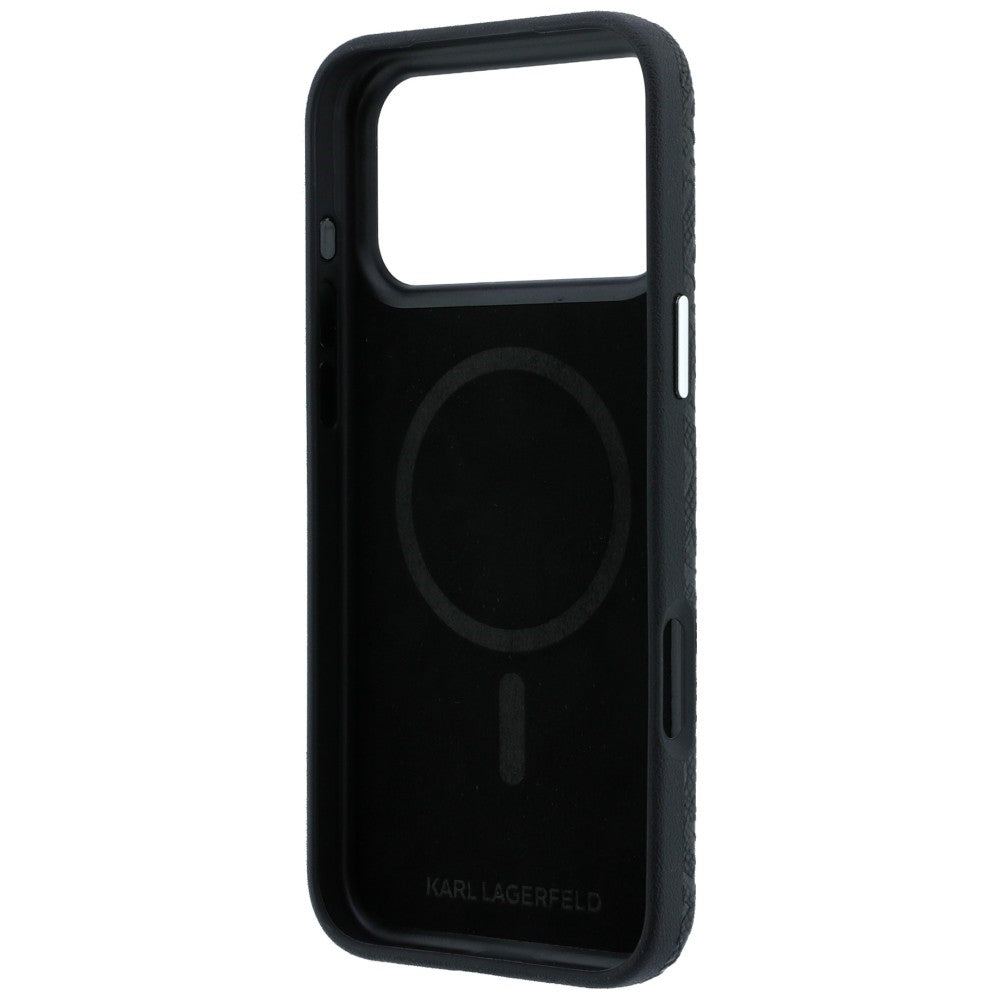 Karl Lagerfeld iPhone 17 Pro Max/iPhone 18 Pro Max Kuori Grained Allover Logo Musta