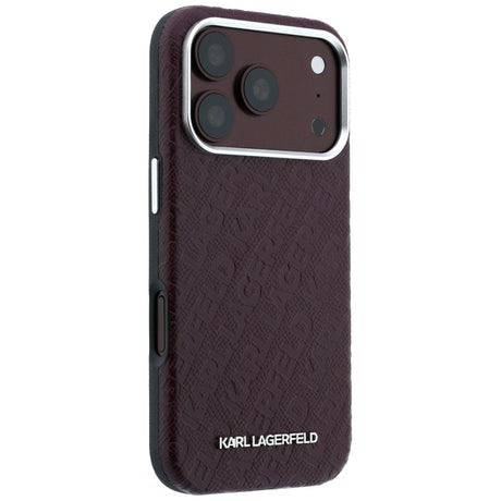 Karl Lagerfeld iPhone 17 Pro/iPhone 18 Pro Kuori Grained Allover Logo Burgundy