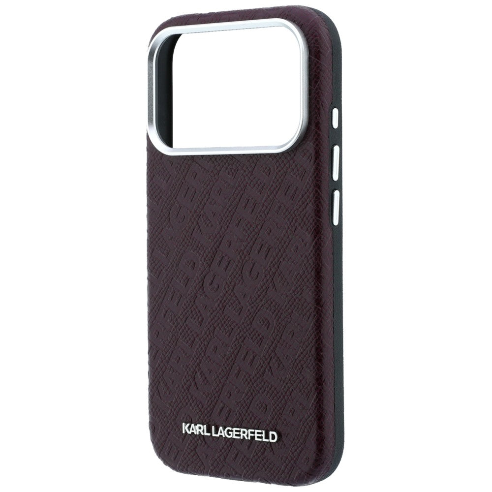 Karl Lagerfeld iPhone 17 Pro/iPhone 18 Pro Kuori Grained Allover Logo Burgundy
