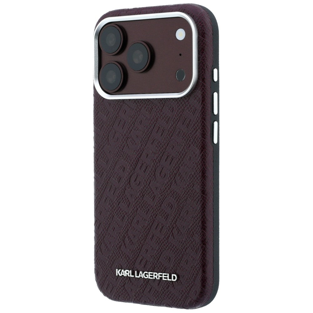 Karl Lagerfeld iPhone 17 Pro Max/iPhone 18 Pro Max Kuori Grained Allover Logo Burgundy