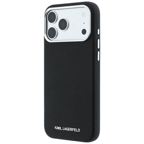 Karl Lagerfeld iPhone 17 Pro/iPhone 18 Pro Kuori Grained Elongated Logo Musta