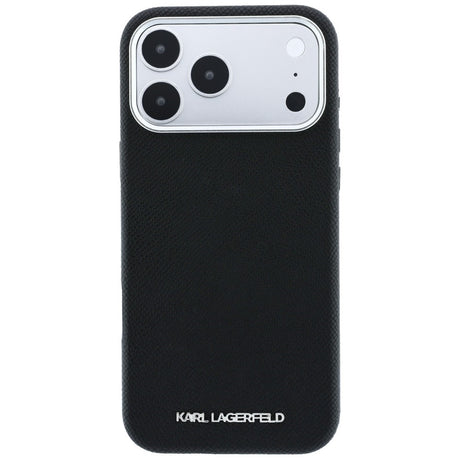 Karl Lagerfeld iPhone 17 Pro/iPhone 18 Pro Kuori Grained Elongated Logo Musta