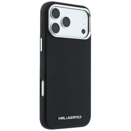 Karl Lagerfeld iPhone 17 Pro/iPhone 18 Pro Kuori Grained Elongated Logo Musta