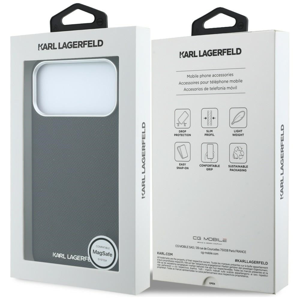 Karl Lagerfeld iPhone 17 Pro/iPhone 18 Pro Kuori Grained Elongated Logo Musta