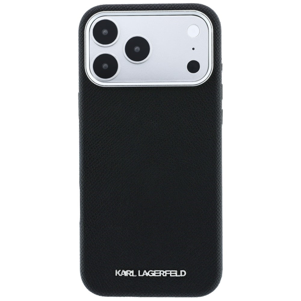 Karl Lagerfeld iPhone 17 Pro Max/iPhone 18 Pro Max Kuori Grained Elongated Logo Musta