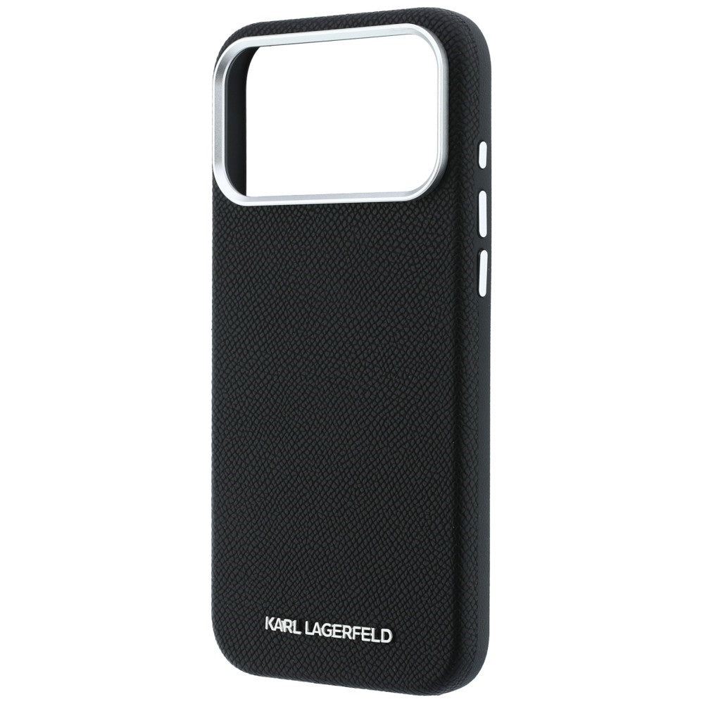 Karl Lagerfeld iPhone 17 Pro Max/iPhone 18 Pro Max Kuori Grained Elongated Logo Musta