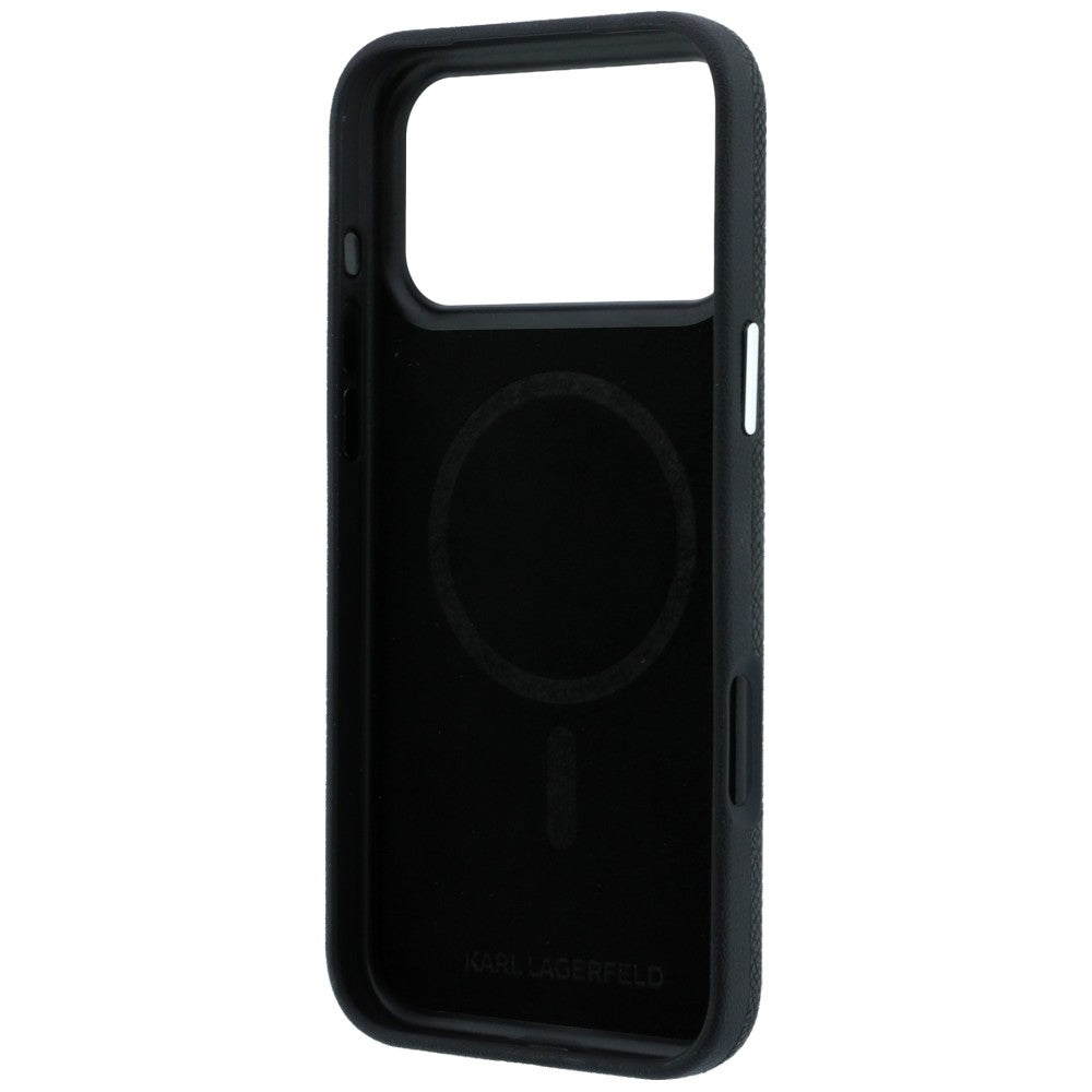 Karl Lagerfeld iPhone 17 Pro Max/iPhone 18 Pro Max Kuori Grained Elongated Logo Musta
