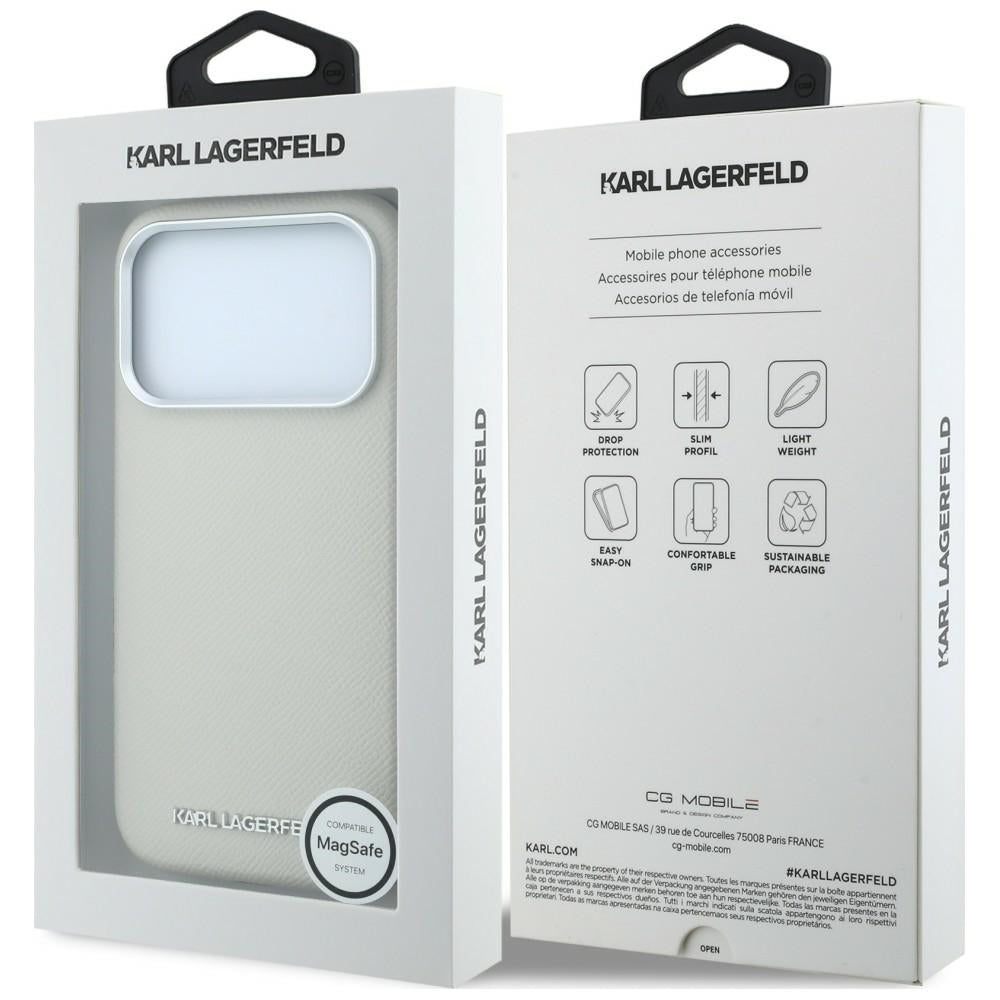 Karl Lagerfeld iPhone 17 Pro/iPhone 18 Pro Kuori Grained Logo Beige