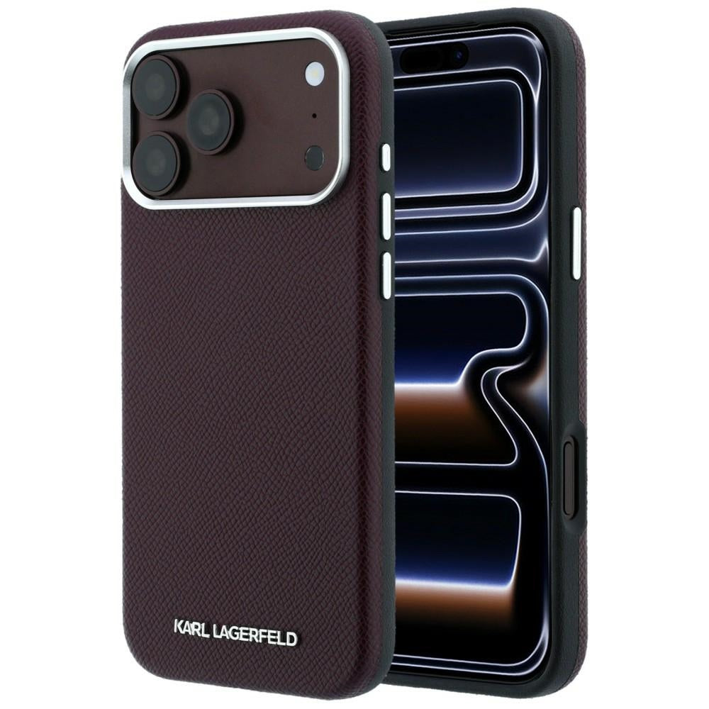 Karl Lagerfeld iPhone 17 Pro Max/iPhone 18 Pro Max Kuori Grained Elongated Logo Burgundy
