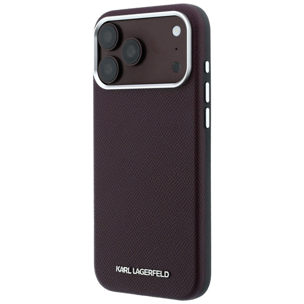 Karl Lagerfeld iPhone 17 Pro Max/iPhone 18 Pro Max Kuori Grained Elongated Logo Burgundy