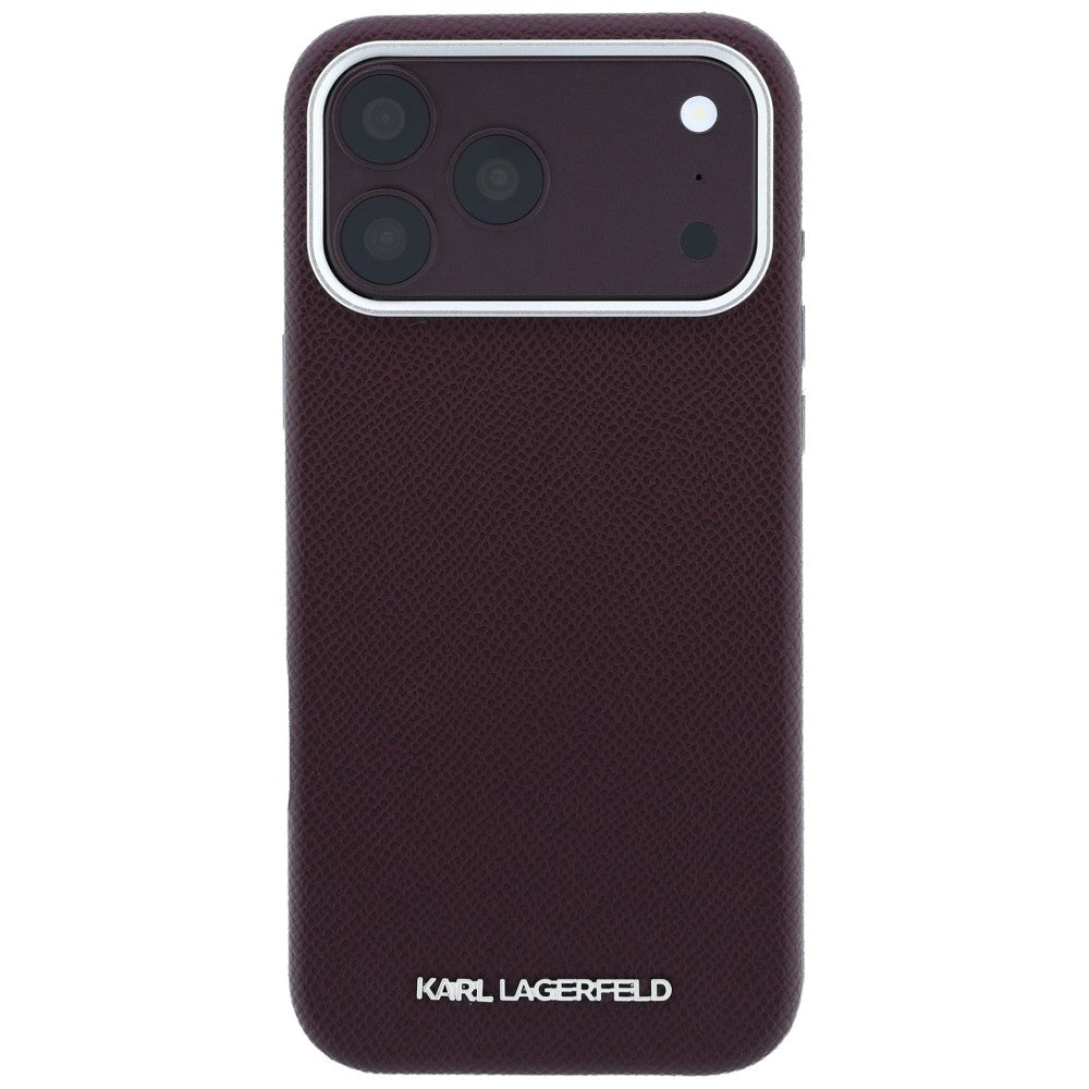 Karl Lagerfeld iPhone 17 Pro Max/iPhone 18 Pro Max Kuori Grained Elongated Logo Burgundy