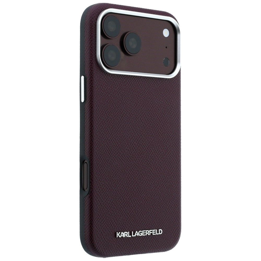 Karl Lagerfeld iPhone 17 Pro Max/iPhone 18 Pro Max Kuori Grained Elongated Logo Burgundy