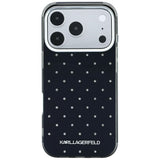 Karl Lagerfeld iPhone 17 Pro Max/iPhone 18 Pro Max Kuori strasseilla, galvanoitu logo, Musta