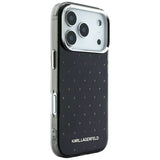 Karl Lagerfeld iPhone 17 Pro Max/iPhone 18 Pro Max Kuori strasseilla, galvanoitu logo, Musta