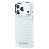 Karl Lagerfeld iPhone 17 Pro/iPhone 18 Pro -kuori, strassit, galvanisoitu logo, Valkoinen