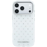 Karl Lagerfeld iPhone 17 Pro/iPhone 18 Pro -kuori, strassit, galvanisoitu logo, Valkoinen
