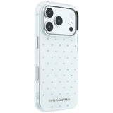 Karl Lagerfeld iPhone 17 Pro/iPhone 18 Pro -kuori, strassit, galvanisoitu logo, Valkoinen