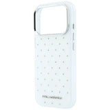 Karl Lagerfeld iPhone 17 Pro/iPhone 18 Pro -kuori, strassit, galvanisoitu logo, Valkoinen