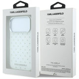 Karl Lagerfeld iPhone 17 Pro/iPhone 18 Pro -kuori, strassit, galvanisoitu logo, Valkoinen
