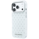 Karl Lagerfeld iPhone 17 Pro Max/iPhone 18 Pro Max Kuori strasseilla, galvanisoitu logo Valkoinen