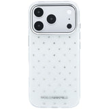 Karl Lagerfeld iPhone 17 Pro Max/iPhone 18 Pro Max Kuori strasseilla, galvanisoitu logo Valkoinen