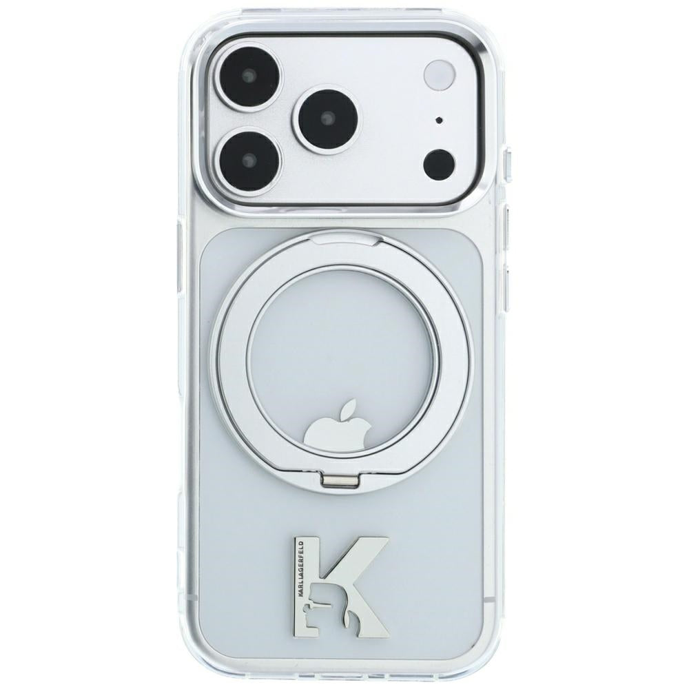 Karl Lagerfeld iPhone 17 Pro/iPhone 18 Pro Kuori Ring Stand Kameo Kirkas