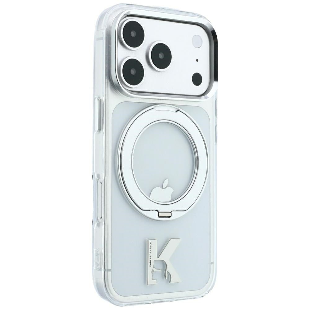 Karl Lagerfeld iPhone 17 Pro/iPhone 18 Pro Kuori Ring Stand Kameo Kirkas