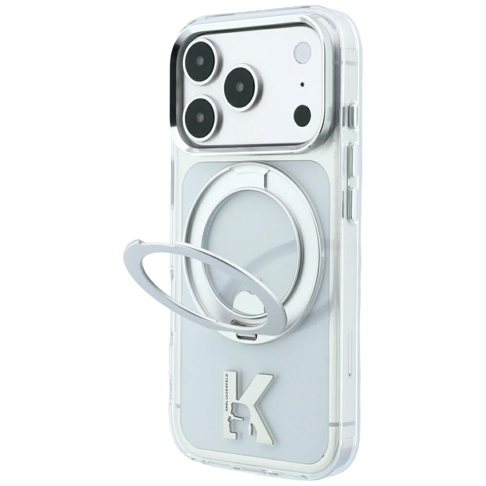 Karl Lagerfeld iPhone 17 Pro Max/iPhone 18 Pro Max Kuori Ring Stand Kameo Kirkas