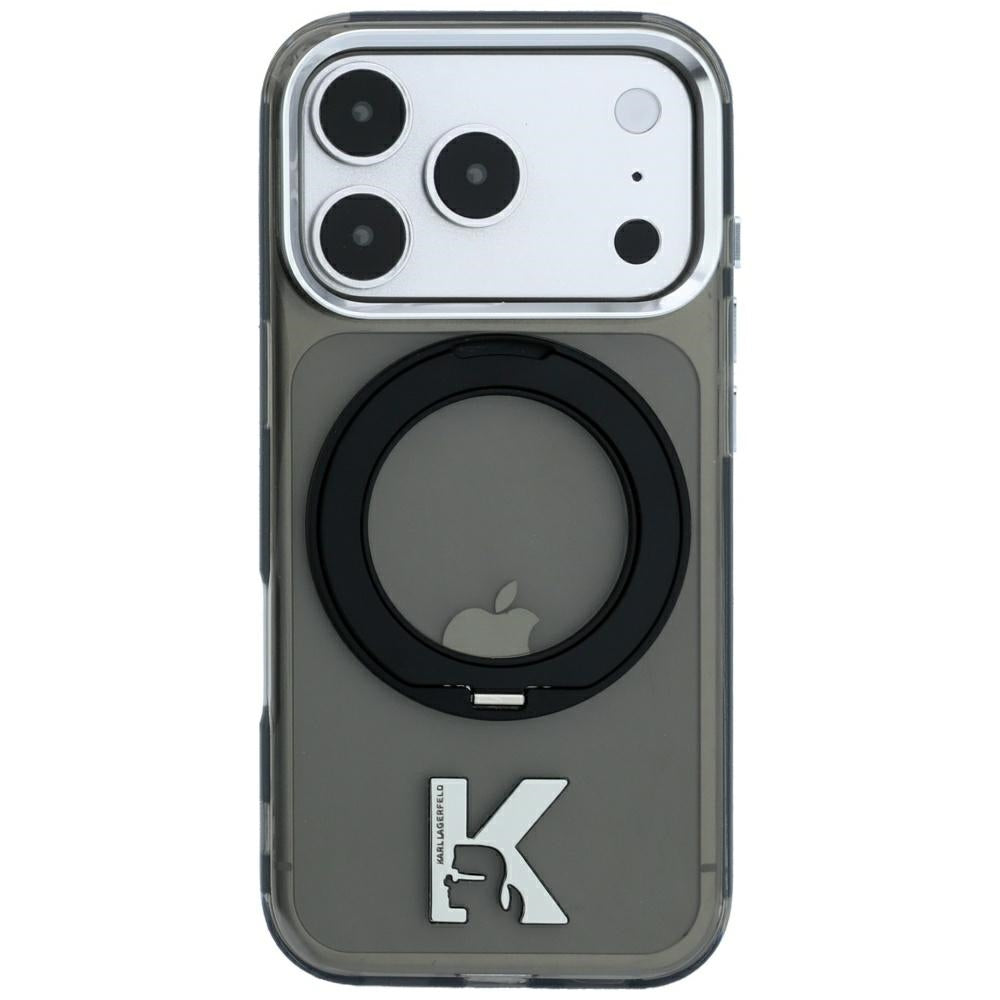 Karl Lagerfeld iPhone 17 Pro/iPhone 18 Pro Kuori Ring Stand Kameo Musta